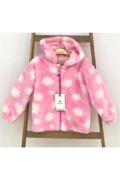 KIZ PAPATYA DESENLİ PELUŞ MONT