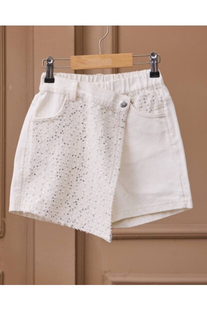 KIZ PUL DETAYLI YELEK TSHİRT ŞORT ETEK TAKIM