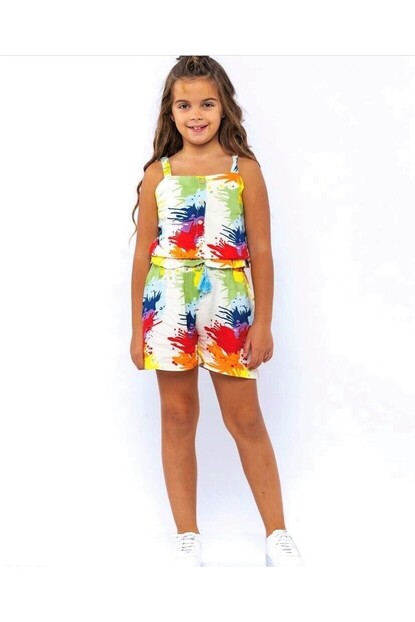 KIZ RENKLİ ASKILI ŞORTLU TAKIM