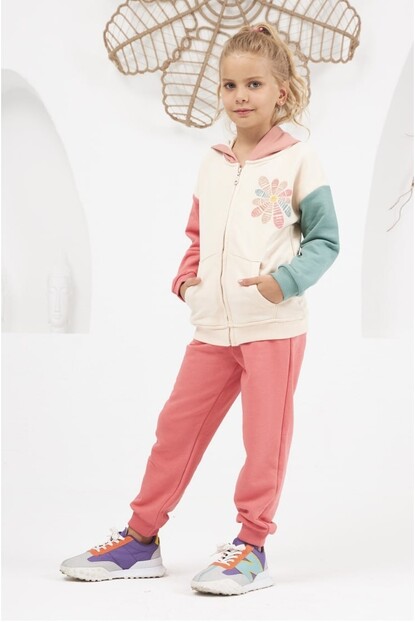 KIZ RENKLİ KAPŞONLU TAKIM