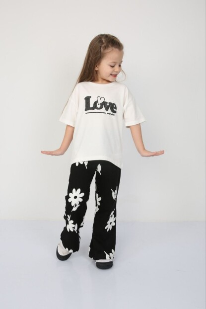 KIZ SİMLİ PARILTILI PAPATYA DESENLİ TAKIM