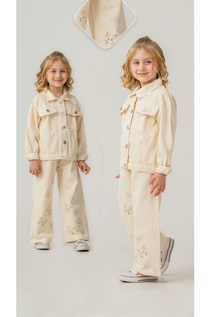 KIZ SIRT KELEBEK TAŞ İŞLEME DETAYLI DOKUMA 2Lİ TAKIM