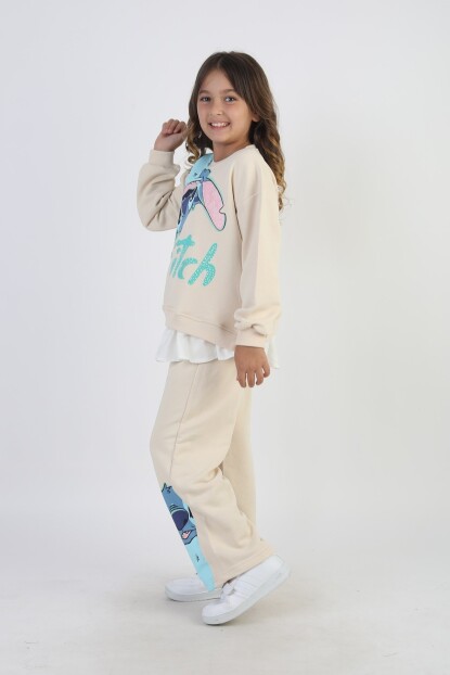 KIZ STİTCH BASKILI TAŞLI EŞOFMAN TAKIMI