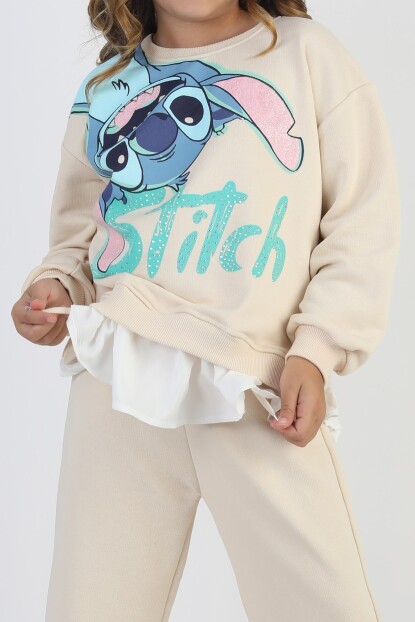 KIZ STİTCH BASKILI TAŞLI EŞOFMAN TAKIMI