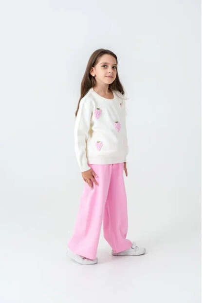 KIZ ÜZÜM İŞLEMELİ TRİKO TAKIM