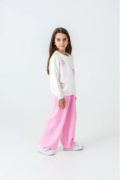 KIZ ÜZÜM İŞLEMELİ TRİKO TAKIM