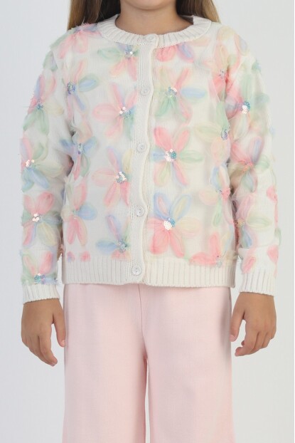 KIZ ZAMBAK İŞLEMELİ TRİKO HIRKALI TAKIM