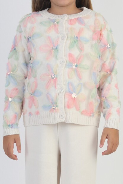 KIZ ZAMBAK İŞLEMELİ TRİKO HIRKALI TAKIM