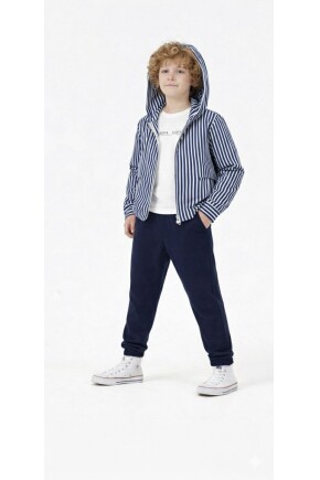 ÇİZGİLİ KAPŞONLU 3LÜ DOKUMA TAKIM