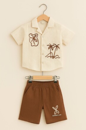 ERKEK KETEN NAKIŞLI GÖMLEK MÜSLİN ŞORT TAKIM