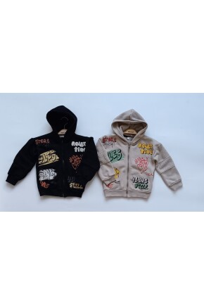 ERKEK GRAFİTİ YAZILI KAPŞONLU İÇİ POLARLİ HIRKA