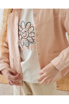 KIZ ÇİÇEK DESENLİ CEKET-TSHIRT İKİLİ TAKIM