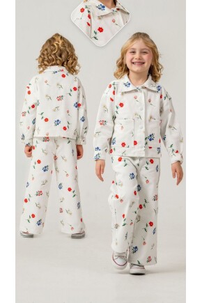 KIZ ÇİÇEK DESENLİ DOKUMA TAKIM