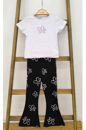 KIZ ÇİÇEK DESENLİ İSPANYOL PAÇA TAYTLI TAKIM