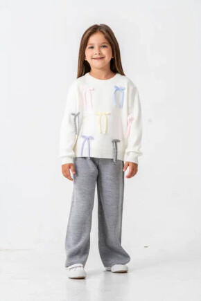 KIZ İP FİYONK DETAYLI  TRİKO TAKIM