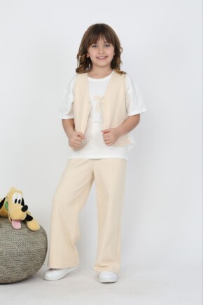 KIZ KREM YELEKLİ 3 LÜ TAKIM