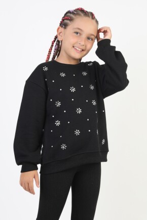 KIZ PAPATYA TAŞLI SWEATSHİRT
