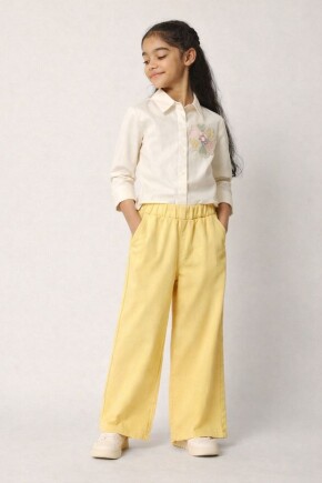 KIZ PAYETLİ ÇİÇEK SÜSLEMELİ GÖMLEK PANTOLON TAKIM