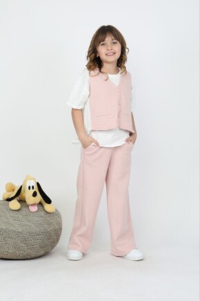 KIZ PUDRA YELEKLİ 3 LÜ TAKIM