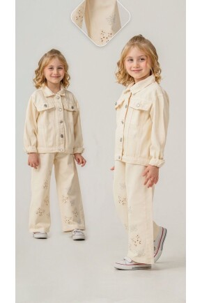 KIZ SIRT KELEBEK TAŞ İŞLEME DETAYLI DOKUMA 2Lİ TAKIM