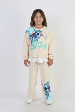 KIZ STİTCH BASKILI TAŞLI EŞOFMAN TAKIMI