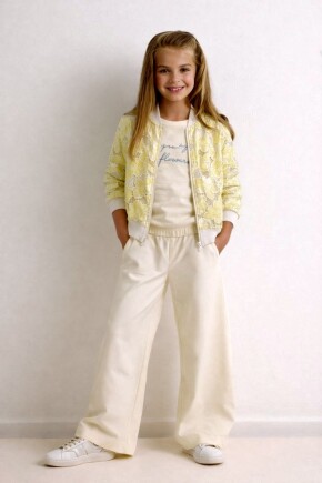 KIZ TASARIM CEKET GABARDİN PANTOLONLU 3LÜ TAKIM