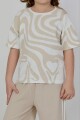 KIZ DOKUMA PANTOLON DESENLİ T-SHİRT TAKIM